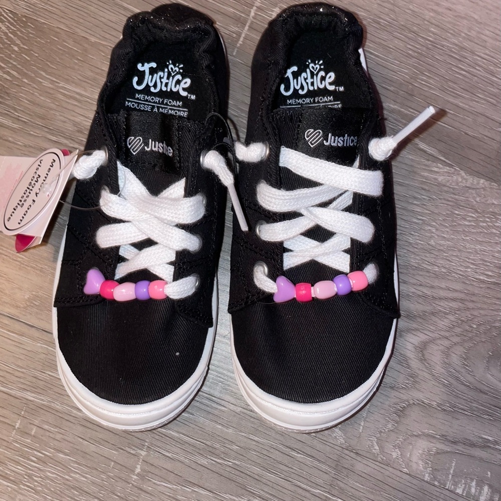 Justice Black Kids Shoes with Pink Accents
